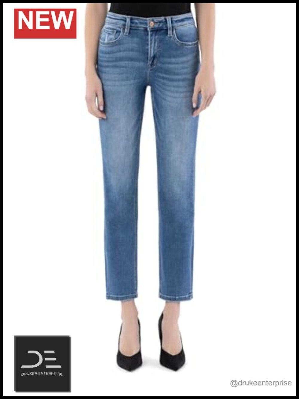 High Rise Slim Straight Comfort Stretch Jeans Ankle Length